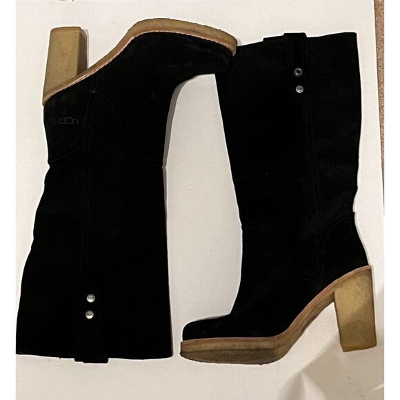 UGG suede boots, heeled Josie Convertible fold over or wear Up Sz 6 -heel 3” - Picture 2 of 10